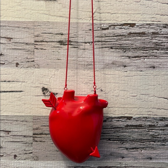Zara Red Glossy Heart Hard Case Crossbody Bag Never Used - Picture 5 of 15